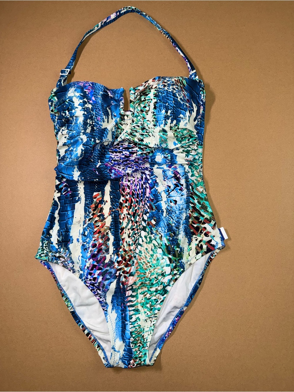 SHAN Blue Green Multi-Print One-Piece Swimsuit
